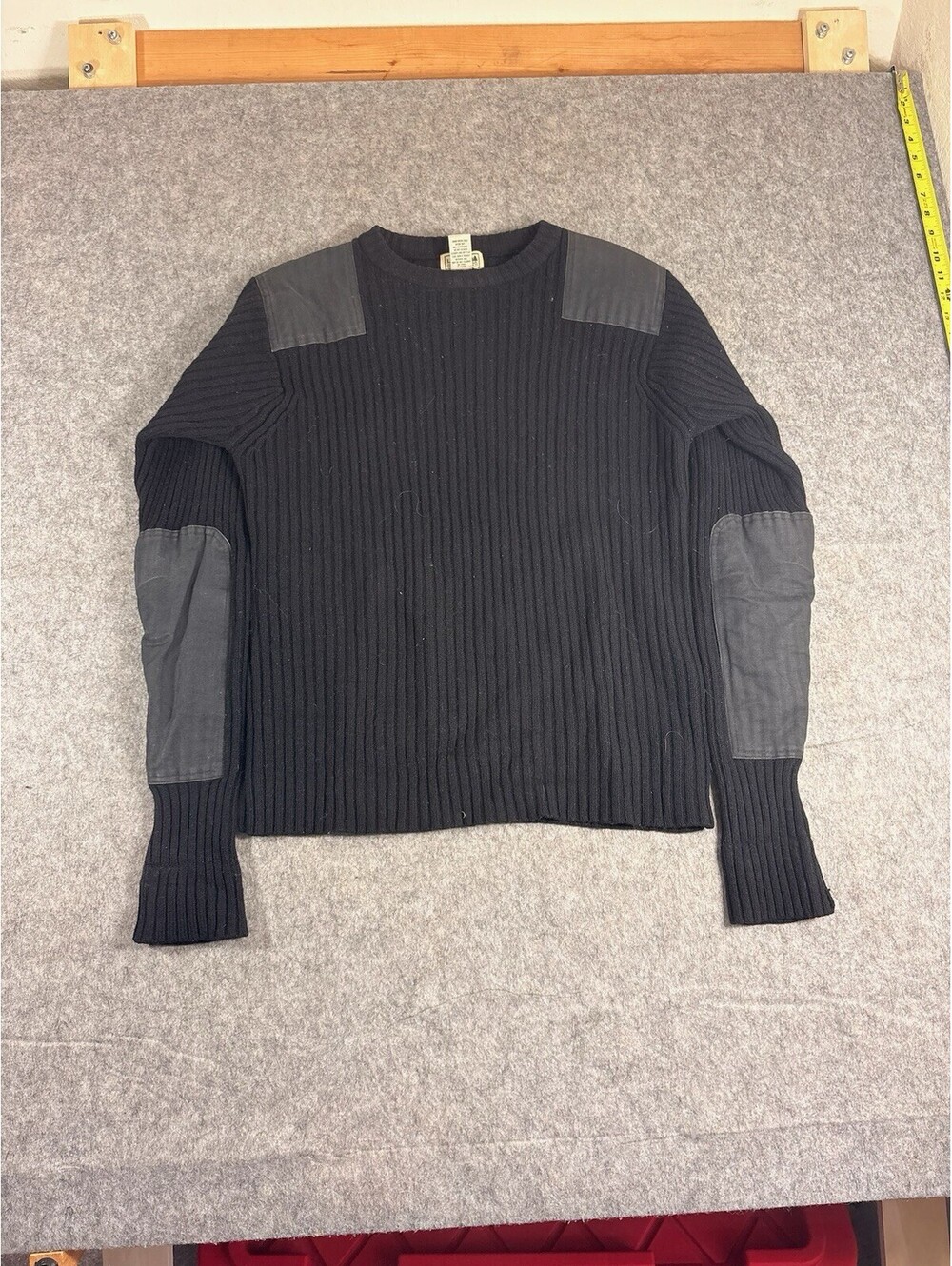 L.L. Bean Black Ribbed Sweater with Shoulder and Elbow Patches